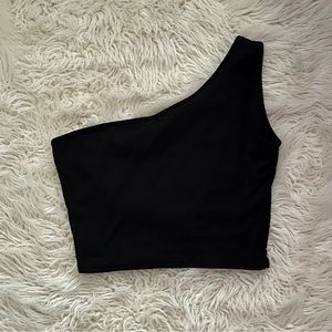 Black One Shoulder Crop Top